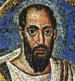 Paulus, Mosaik aus dem 5. Jahrhundert, Oratorium St. Andrea im erzbischflichen Museum in Ravenna
